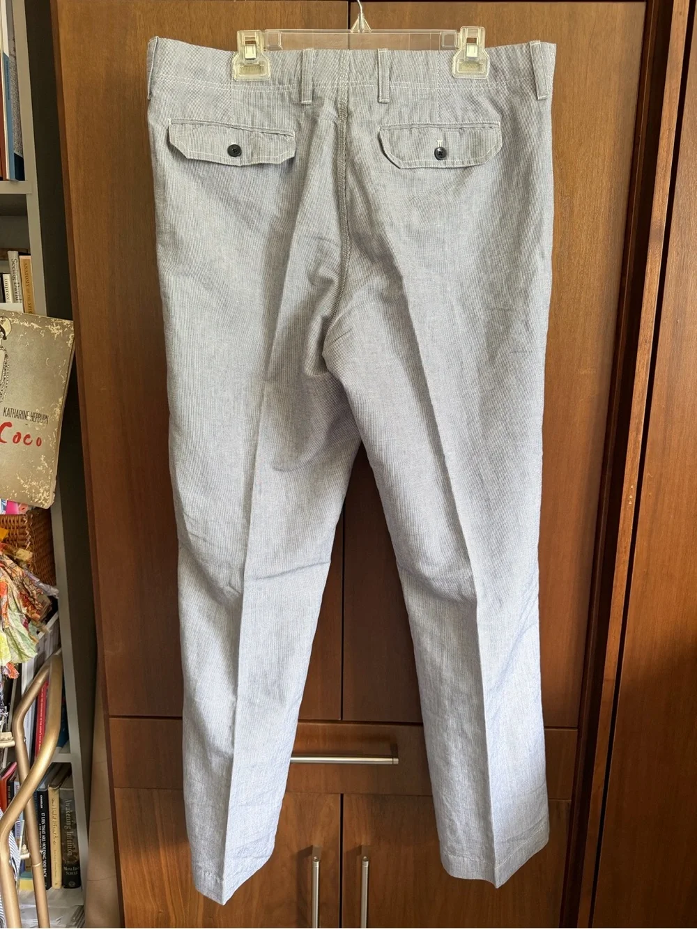 Banana Republic Light Blue Linen-Blend Straight Fit Chinos